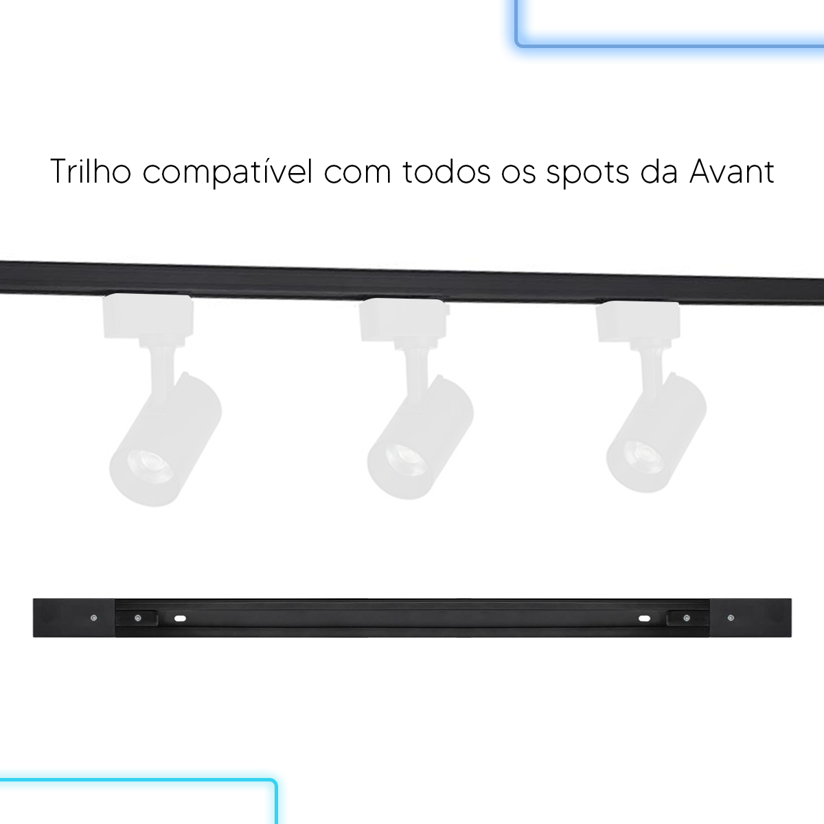 Trilho Eletrificado Authentic 1 Metro IP20 Bivolt Preto Avant