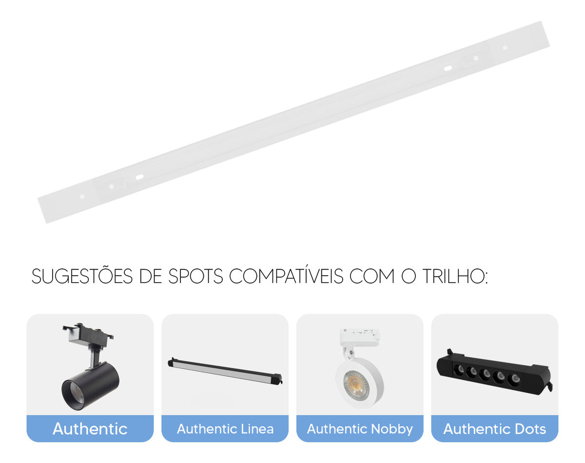Trilho Eletrificado Authentic 2 Metros IP20 Bivolt Branco Avant
