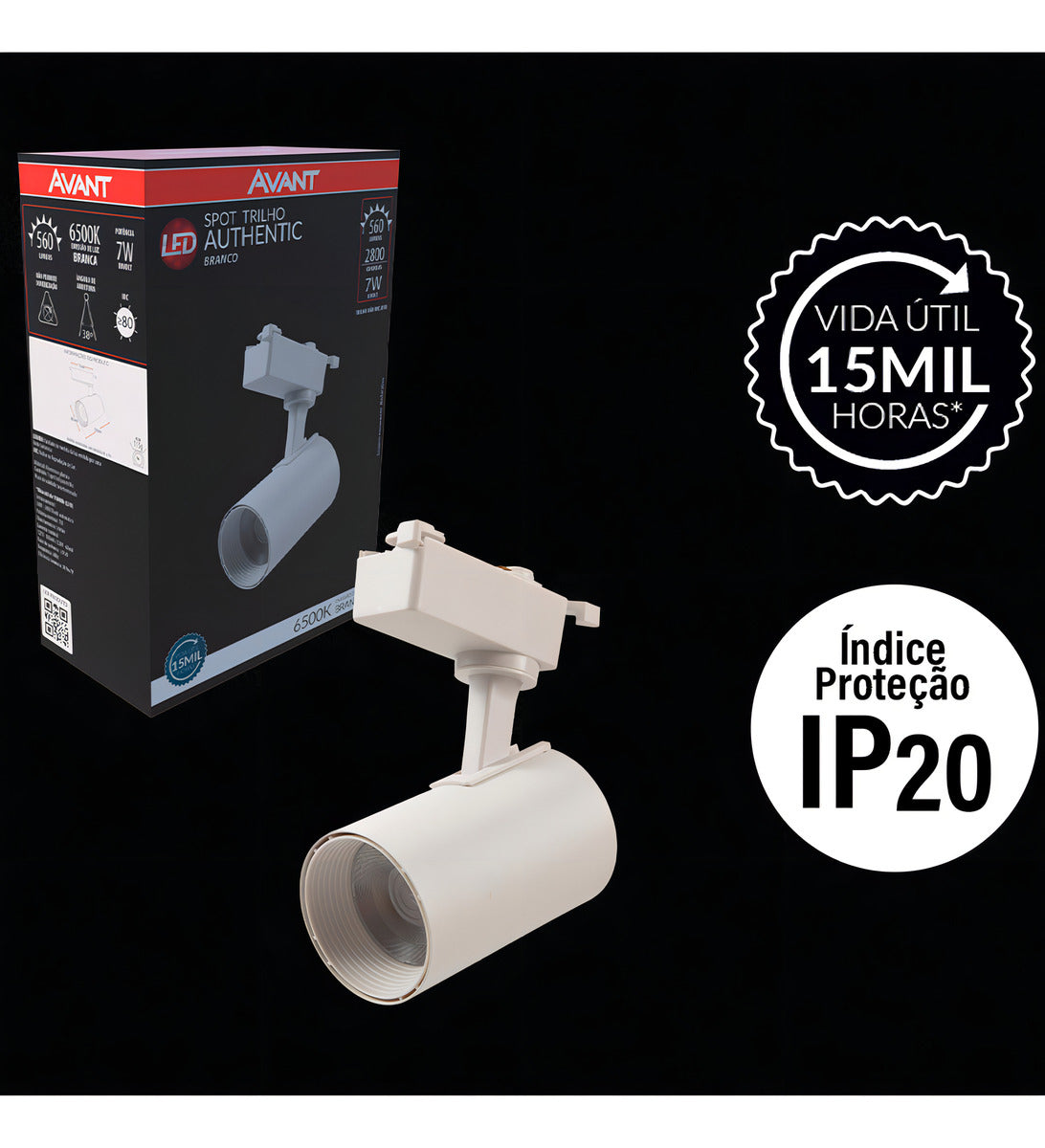 Spot Led Para Trilho Authentic T1 7w 6500k Branco Frio Bivolt Branco Avant
