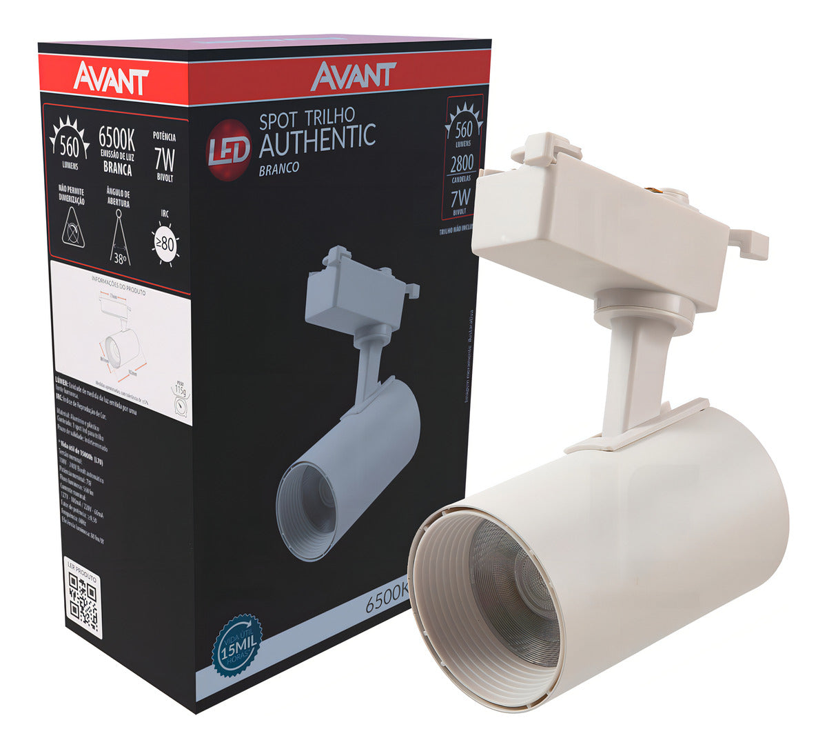 Spot Led Para Trilho Authentic T1 7w 6500k Branco Frio Bivolt Branco Avant
