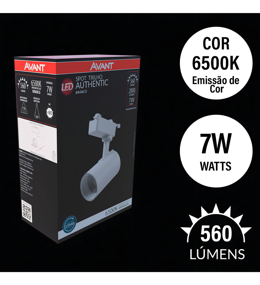 Spot Led Para Trilho Authentic T1 7w 6500k Branco Frio Bivolt Branco Avant