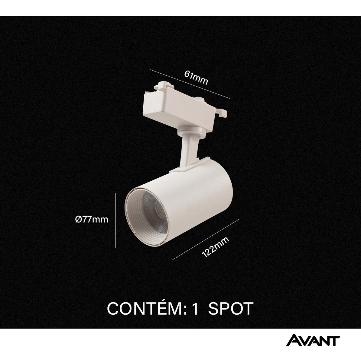 Spot Led Para Trilho Authentic T1 12w 6500k Branco Frio 110v/220v Bivolt IP20 Branco Cod: 251801375 Avant