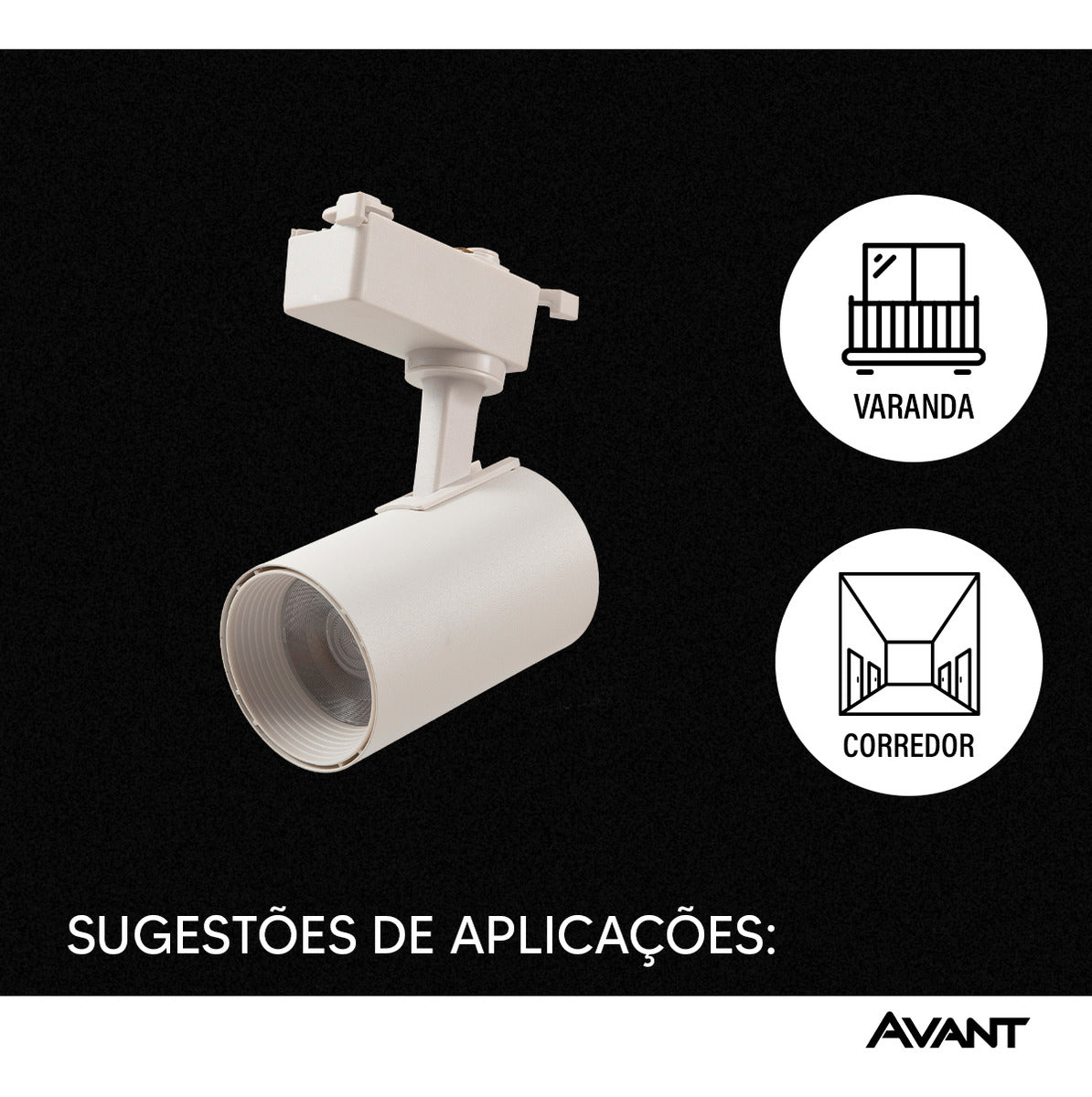 Spot Led Para Trilho Authentic T1 12w 6500k Branco Frio 110v/220v Bivolt IP20 Branco Cod: 251801375 Avant