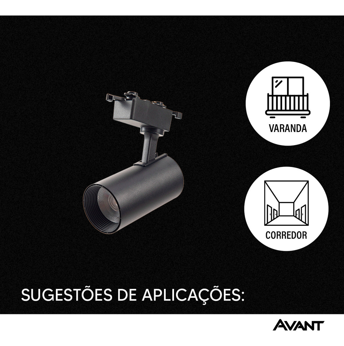 Spot Led Para Trilho Authentic T1 20w 6500k Branco Frio Ip20 Preto Cod: 251851370 Avant 127/220v