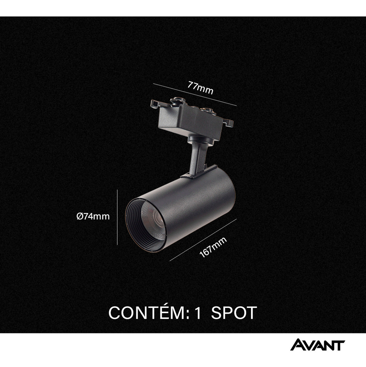 Spot Led Para Trilho Authentic T1 20w 6500k Branco Frio Ip20 Preto Cod: 251851370 Avant 127/220v