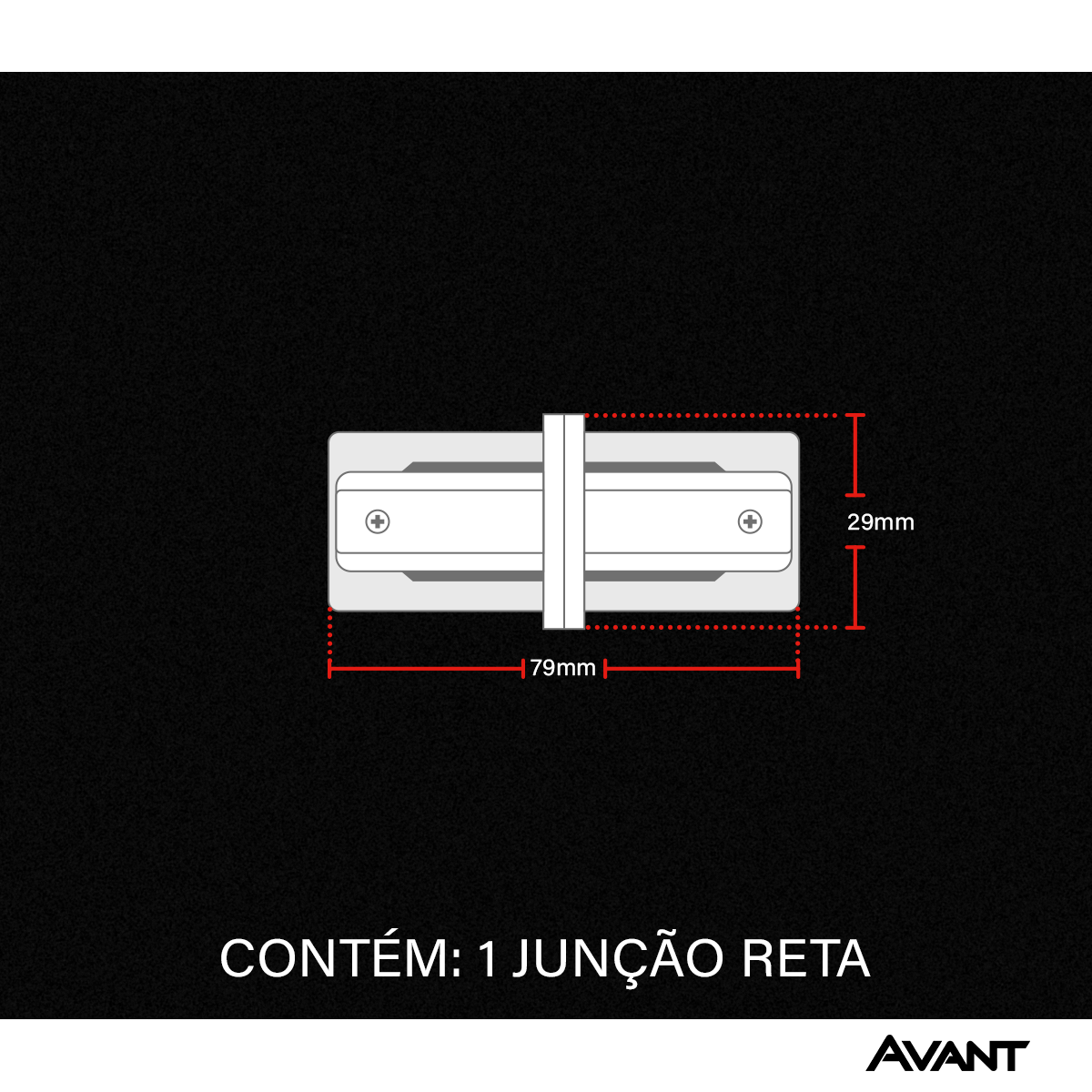 Junção De Trilho Reto Authentic IP20 Preto Avant
