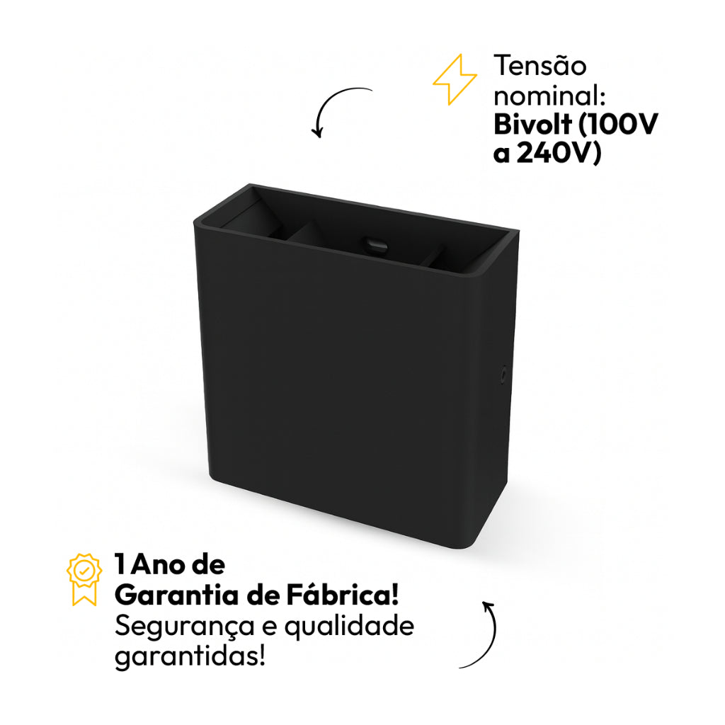 Arandela Led Versati Duplo Facho 4W 3000k Branco Quente Bivolt IP65 Preto Avant
