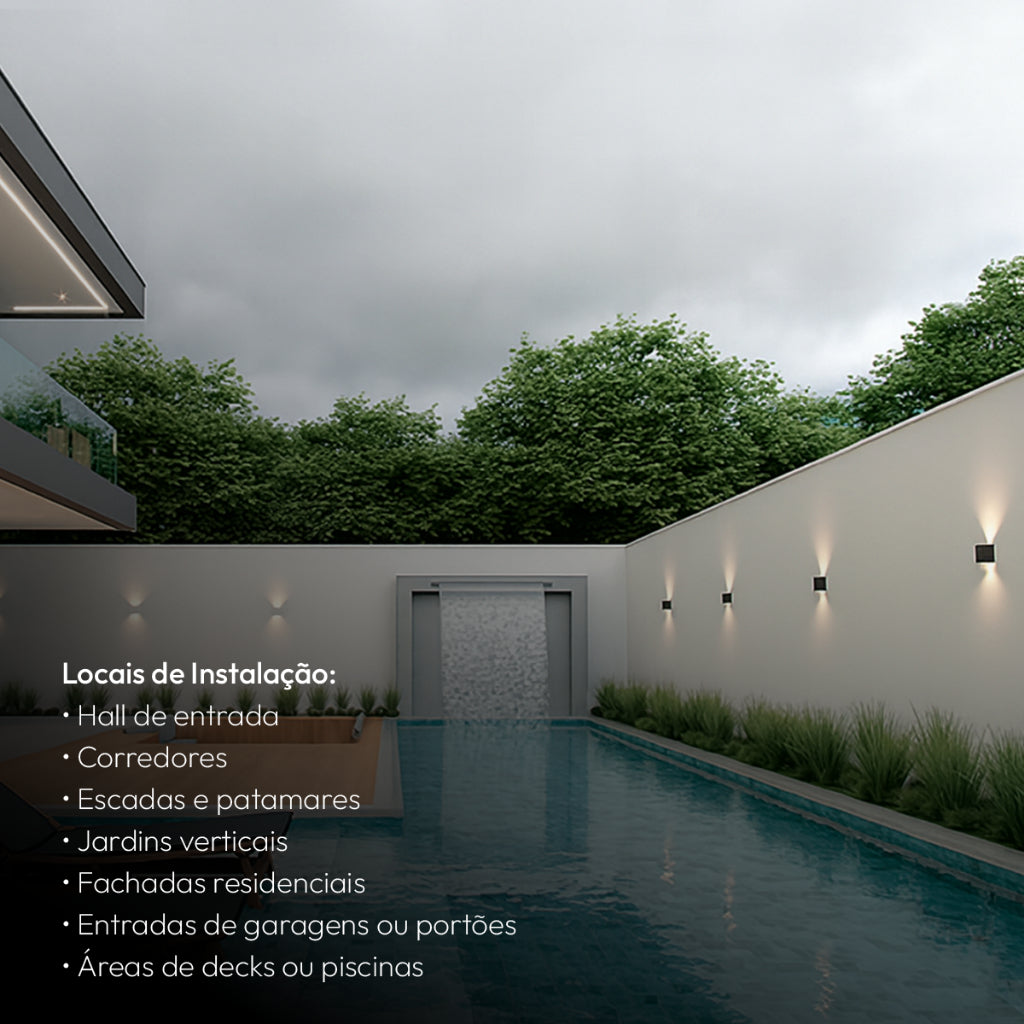Arandela Led Versati Duplo Facho 4W 3000k Branco Quente Bivolt IP65 Preto Avant