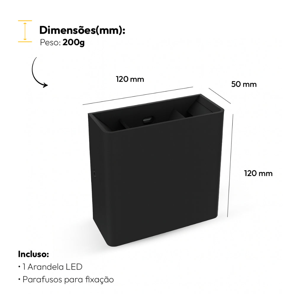 Arandela Led Versati Duplo Facho 4W 3000k Branco Quente Bivolt IP65 Preto Avant
