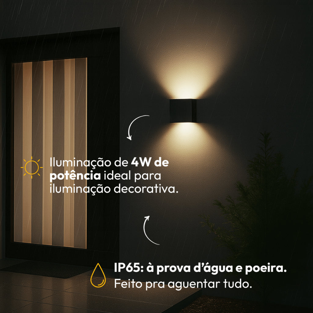Arandela Led Versati Duplo Facho 4W 3000k Branco Quente Bivolt IP65 Preto Avant