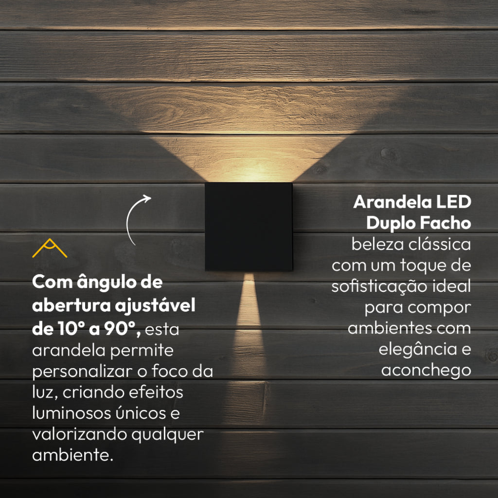 Arandela Led Versati Duplo Facho 4W 3000k Branco Quente Bivolt IP65 Preto Avant