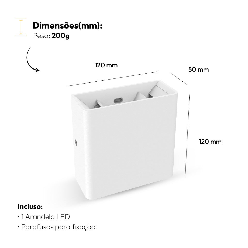 Arandela Led Versati Duplo Facho 4W 3000k Branco Quente Bivolt IP65 Branco Avant