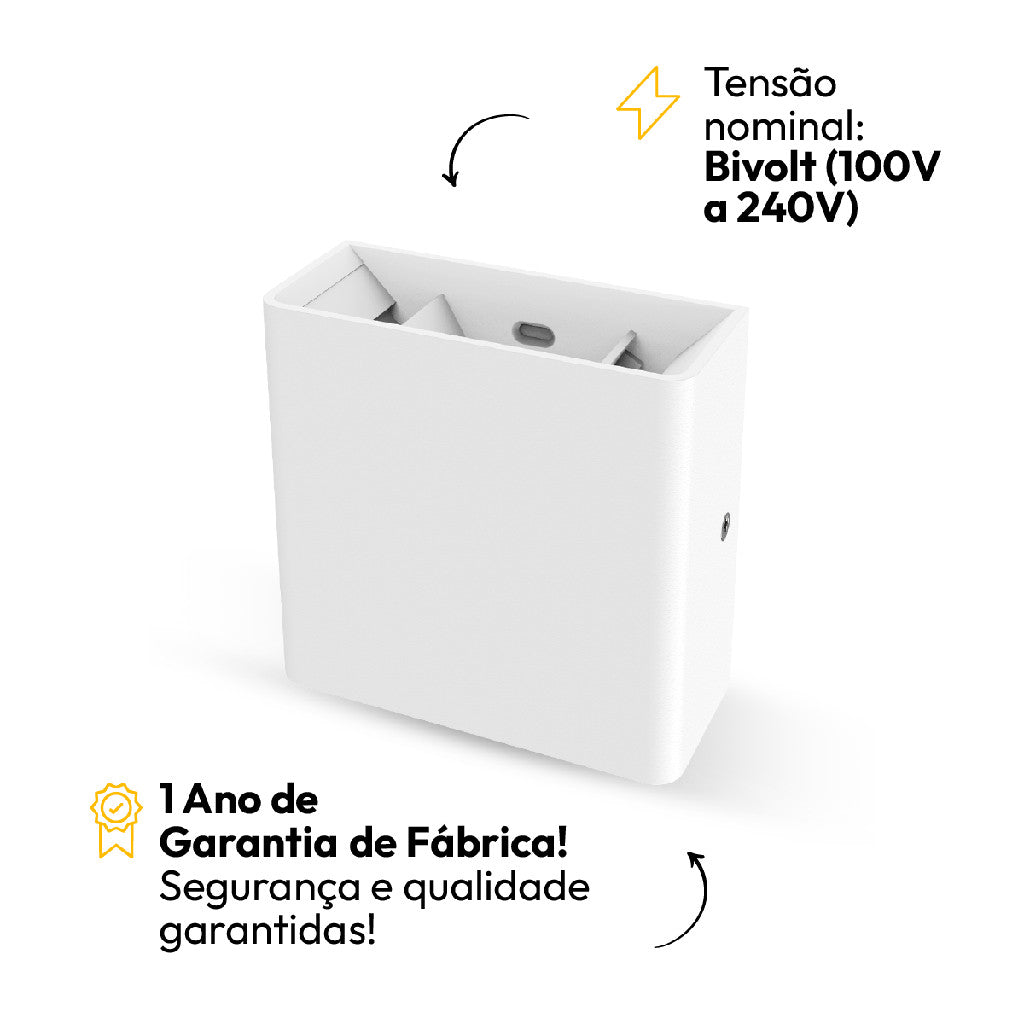 Arandela Led Versati Duplo Facho 4W 3000k Branco Quente Bivolt IP65 Branco Avant