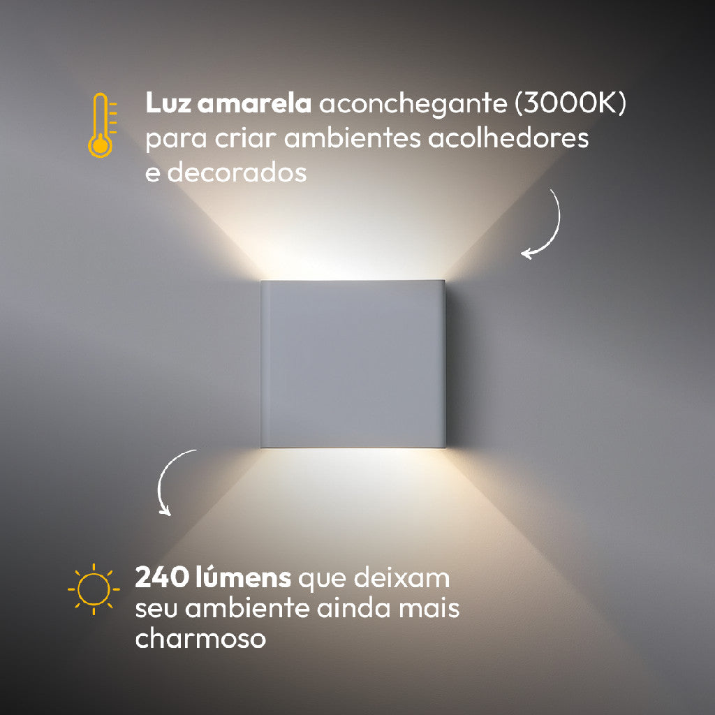 Arandela Led Versati Duplo Facho 4W 3000k Branco Quente Bivolt IP65 Branco Avant