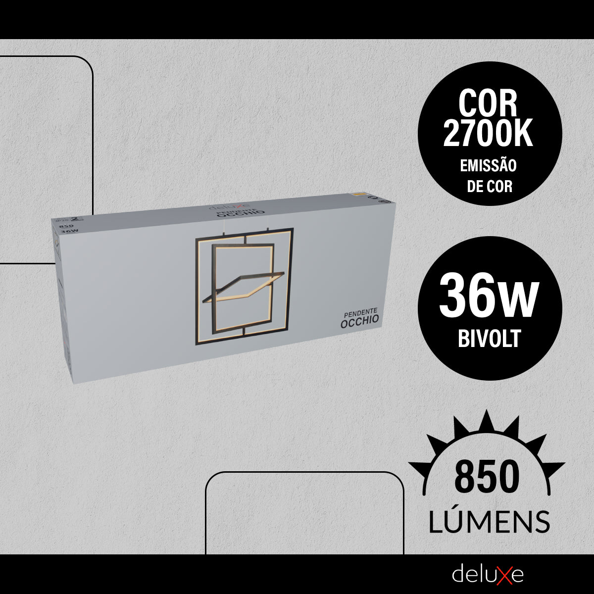 Luminaria Pendente Led Occhio 36w 2700k Preto Deluxe