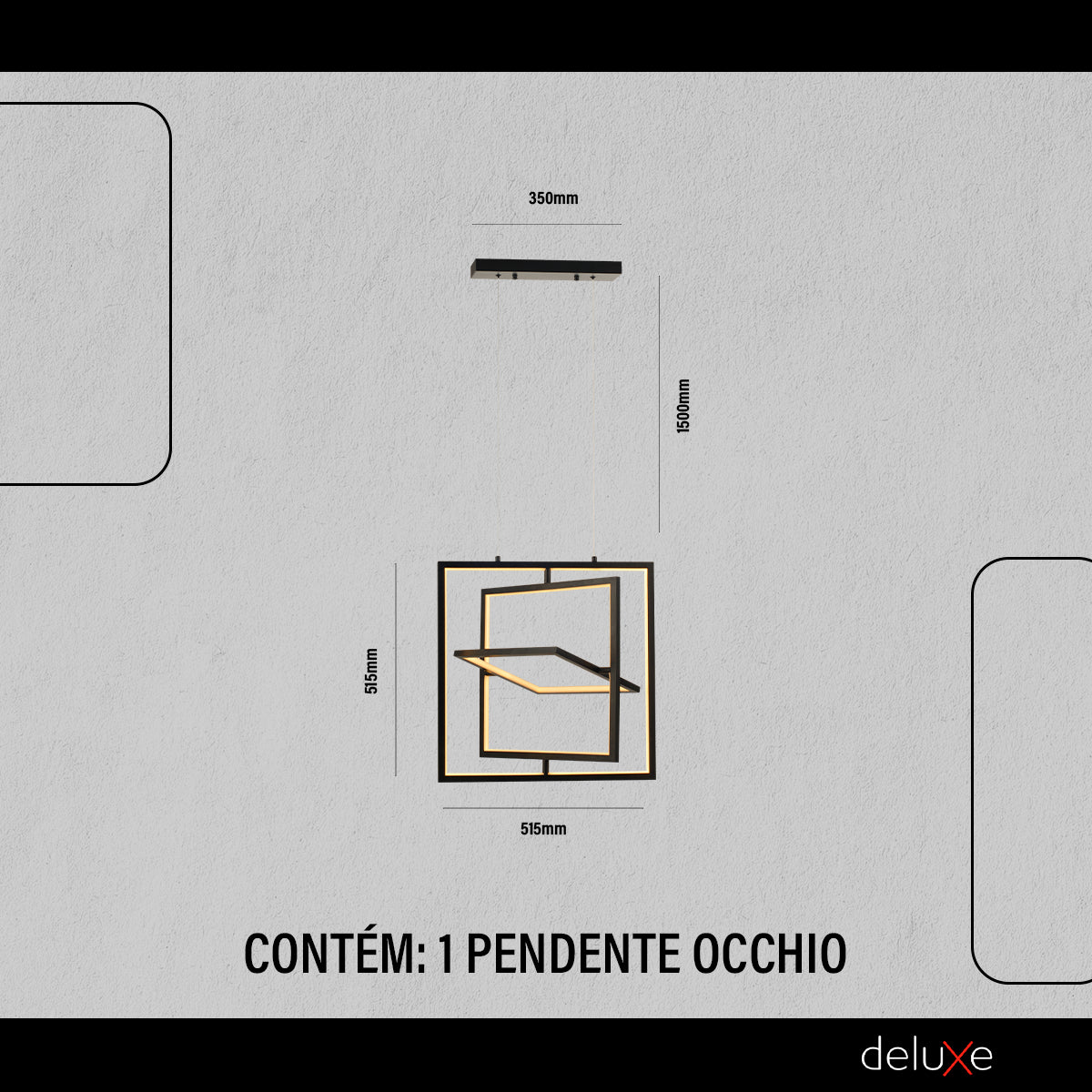 Luminaria Pendente Led Occhio 36w 2700k Preto Deluxe