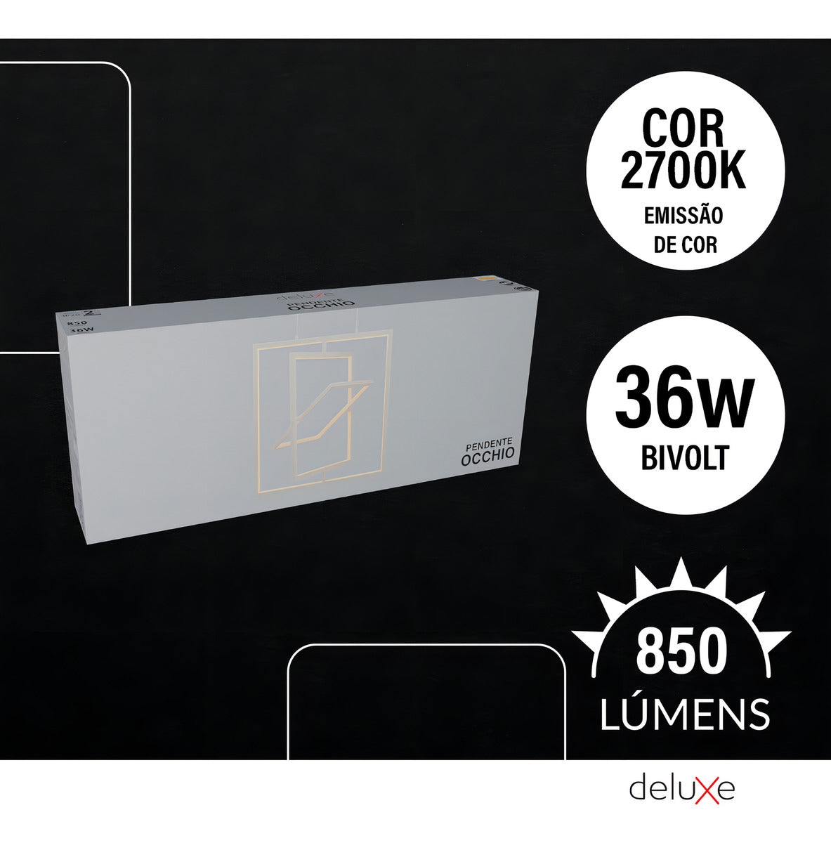 Luminaria Pendente Led Occhio 36w 2700k Branco Deluxe