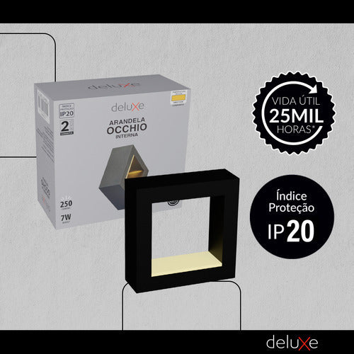 Arandela Interna Parede Led Occhio 7w Ip20 2700k Deluxe Cor Preto Luz Branco Quente 912205870 127/220v