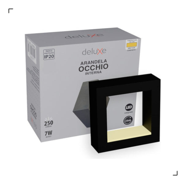 Arandela Interna Parede Led Occhio 7w Ip20 2700k Deluxe Cor Preto Luz Branco Quente 912205870 127/220v