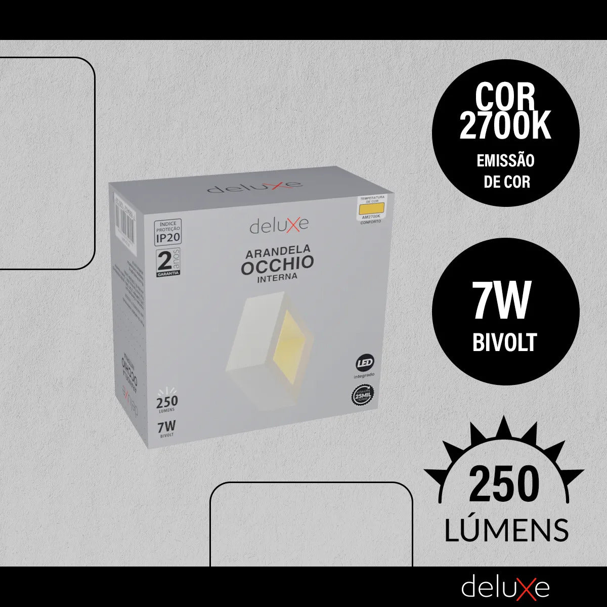 Arandela Led Interna Occhio 7w 2700k Bivolt Branco Deluxe