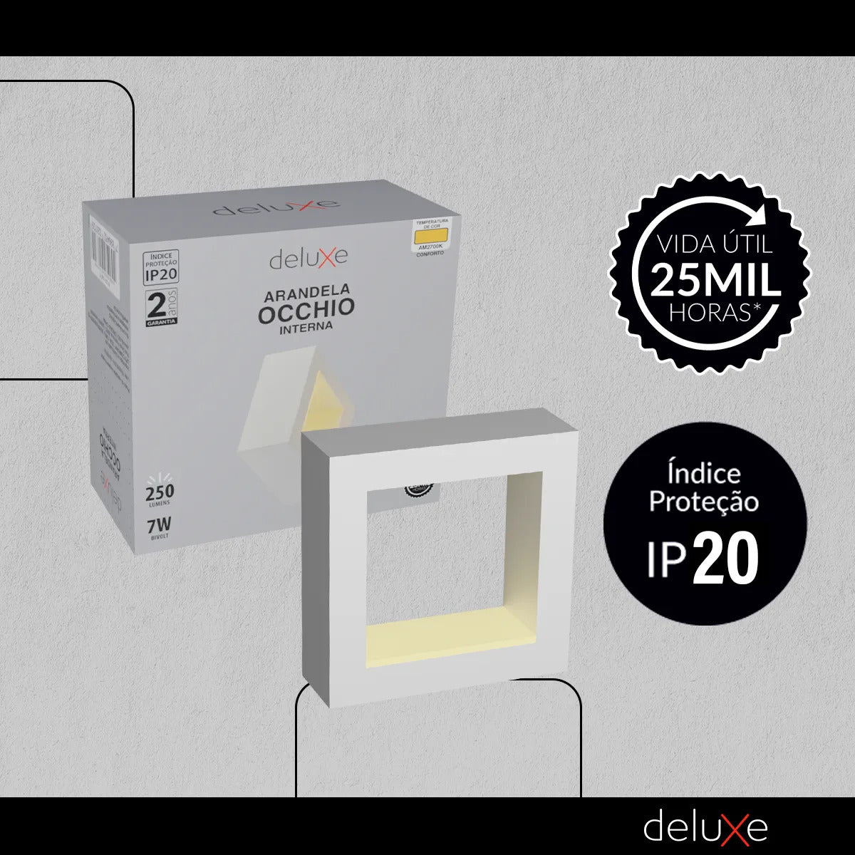 Arandela Led Interna Occhio 7w 2700k Bivolt Branco Deluxe