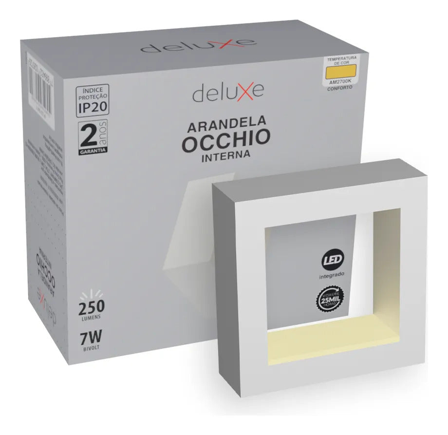 Arandela Led Interna Occhio 7w 2700k Bivolt Branco Deluxe