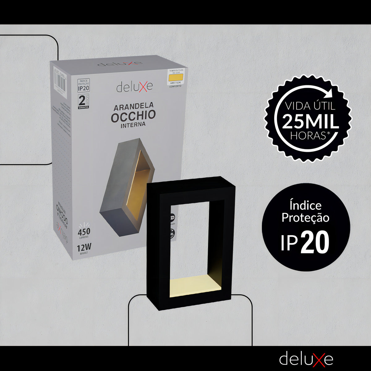 Arandela Interna Parede Occhio De Led 12w 2700k Preto Avant Luz Branco Quente 127/220v