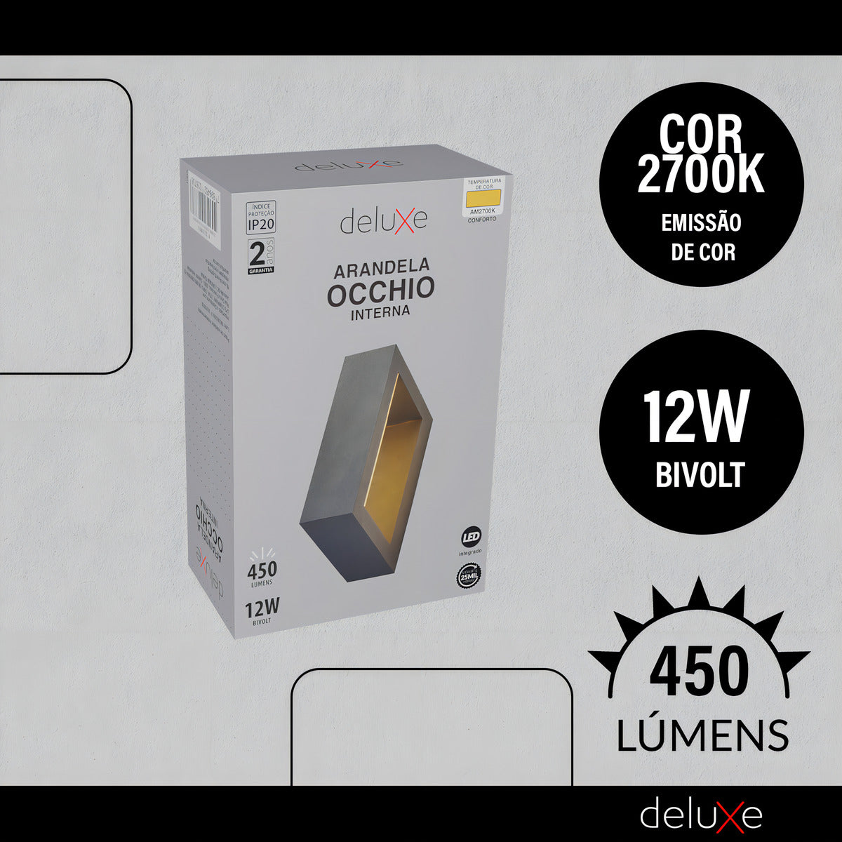 Arandela Interna Parede Occhio De Led 12w 2700k Preto Avant Luz Branco Quente 127/220v