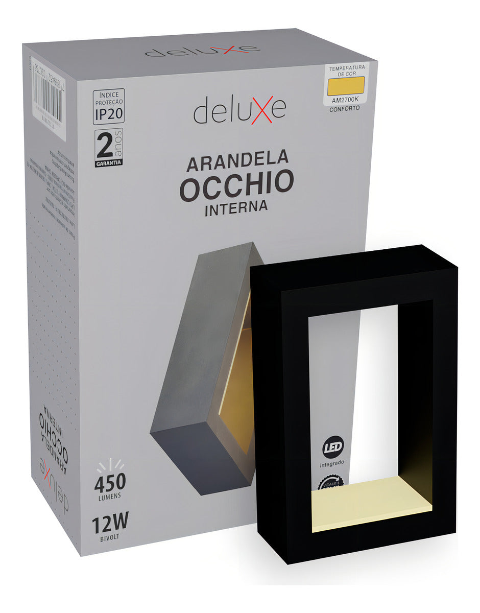 Arandela Interna Parede Occhio De Led 12w 2700k Preto Avant Luz Branco Quente 127/220v