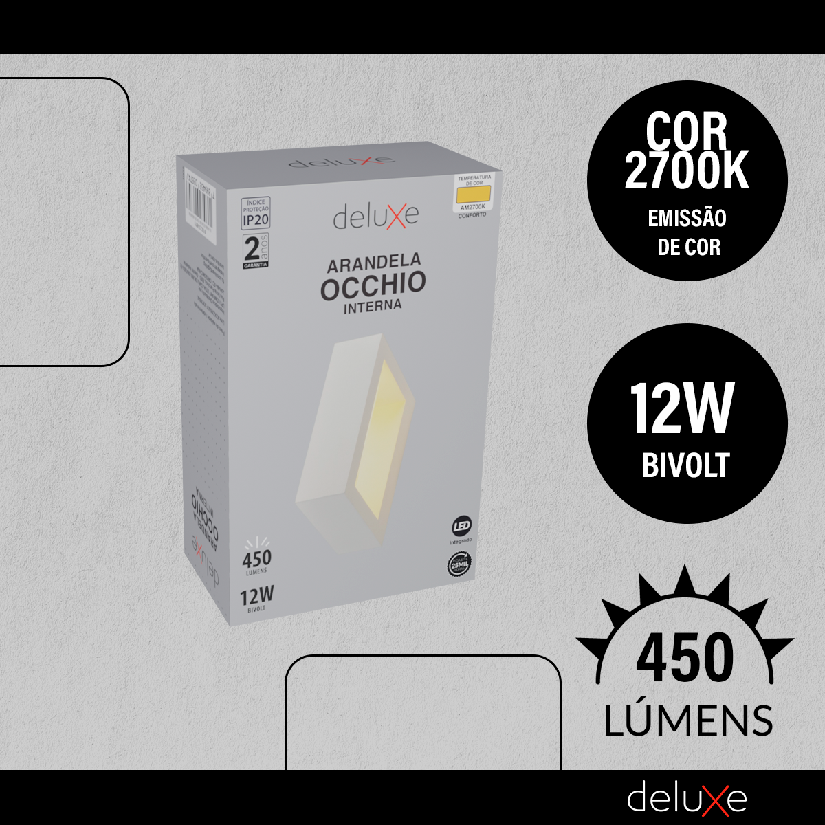 Arandela Led Occhio 12w 2700k Branco Quente Bivolt Branco Deluxe