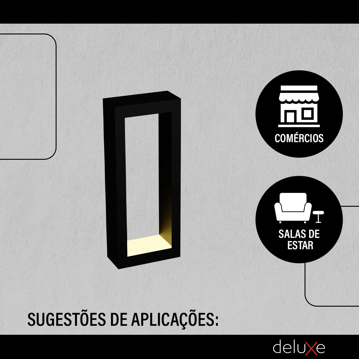 Arandela Led Interna Occhio 17w 2700k Bivolt Preto Deluxe