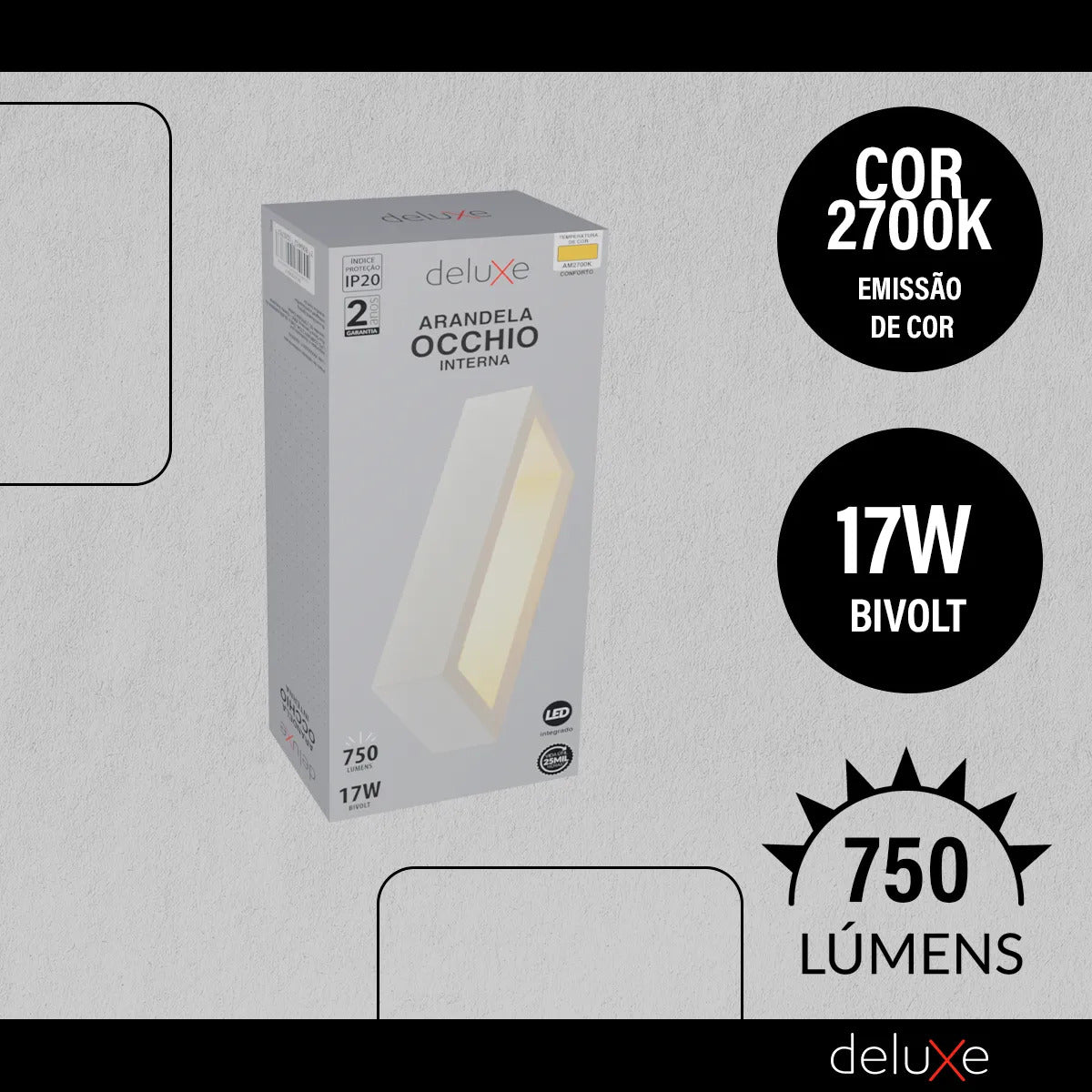 Arandela Led Interna Occhio 17w 2700k Bivolt Branco Deluxe