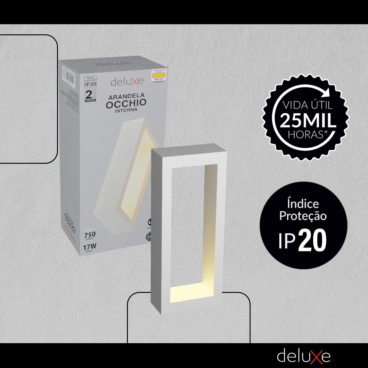 Arandela Led Interna Occhio 17w 2700k Bivolt Branco Deluxe