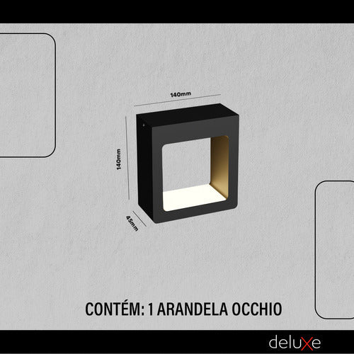 Arandela Led Externa Occhio 7w 2700k Bivolt Preto Deluxe