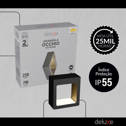 Arandela Led Externa Occhio 7w 2700k Bivolt Preto Deluxe