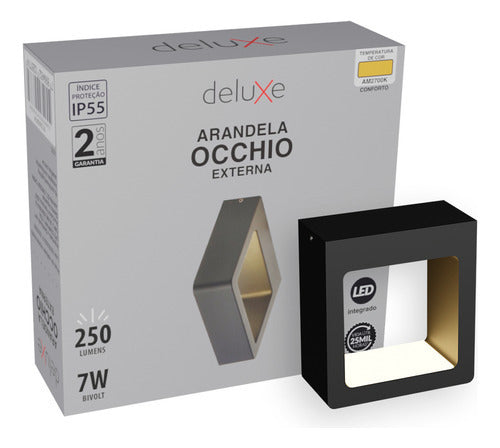 Arandela Led Externa Occhio 7w 2700k Bivolt Preto Deluxe