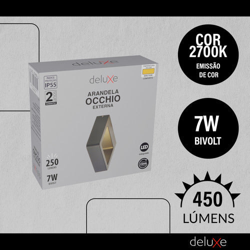 Arandela Led Externa Occhio 7w 2700k Bivolt Preto Deluxe