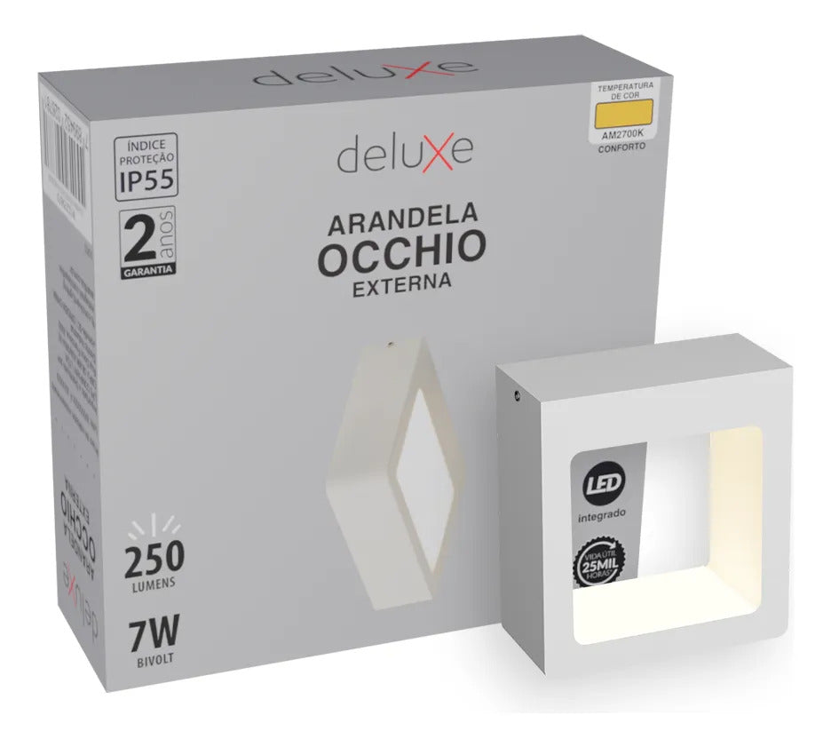 Arandela Led Externa Occhio 7w 2700k Bivolt Branco Deluxe