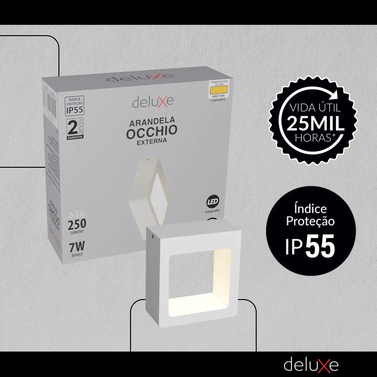 Arandela Led Externa Occhio 7w 2700k Bivolt Branco Deluxe