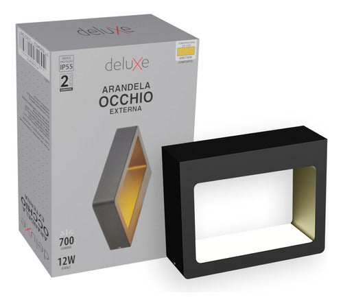 Arandela Led Externa Occhio 12w 2700k Bivolt Preto Deluxe