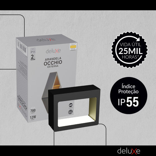 Arandela Led Externa Occhio 12w 2700k Bivolt Preto Deluxe