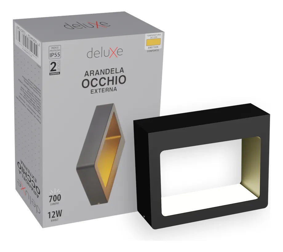 Arandela Led Externa Occhio 12w 2700k Bivolt Preto Deluxe