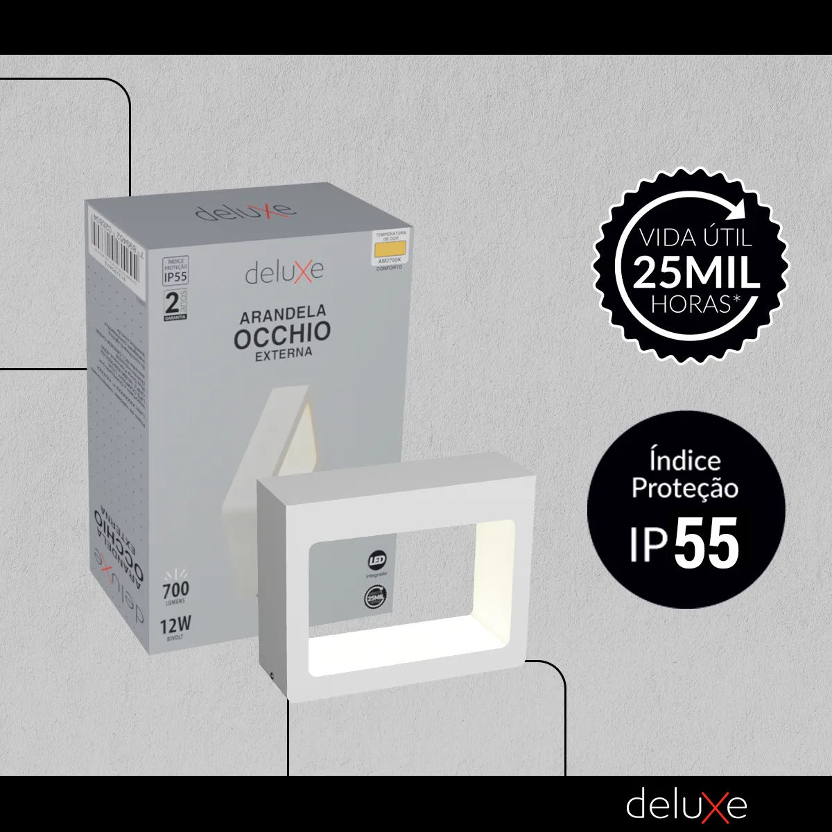 Arandela Led Externa Occhio 12w 2700k Bivolt Branco Deluxe