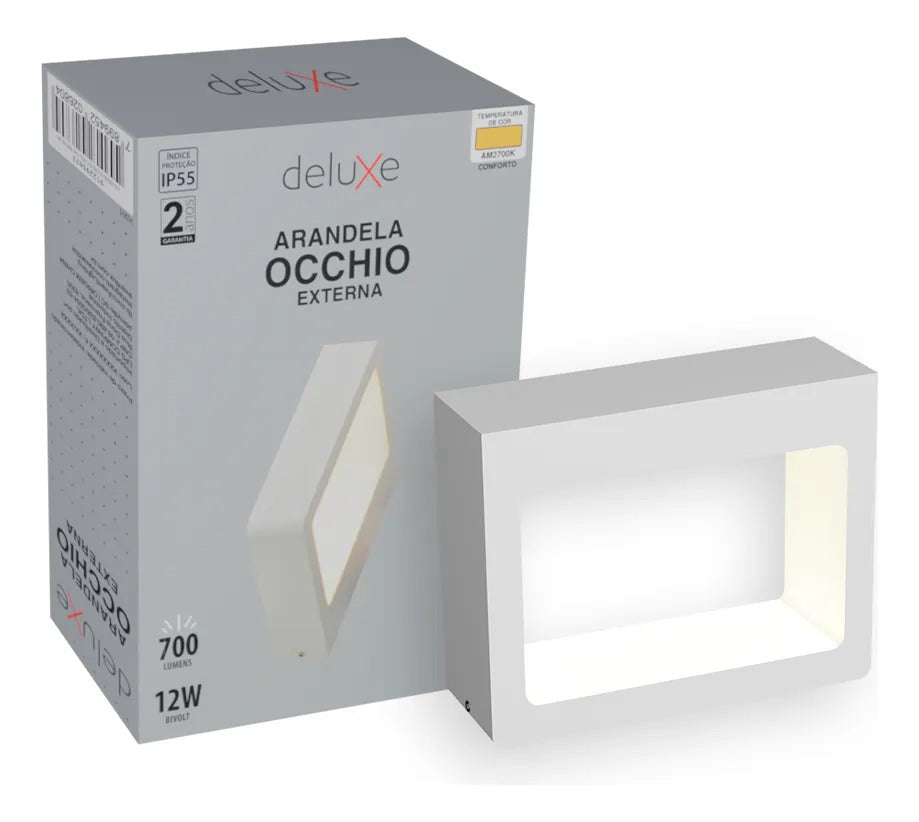 Arandela Led Externa Occhio 12w 2700k Bivolt Branco Deluxe