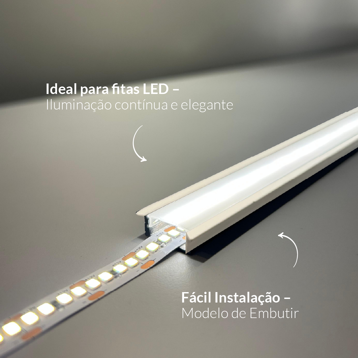 Perfil Barra Risqué Inside Embutir 24x08mm 2 Metros IP20 Branco Avant
