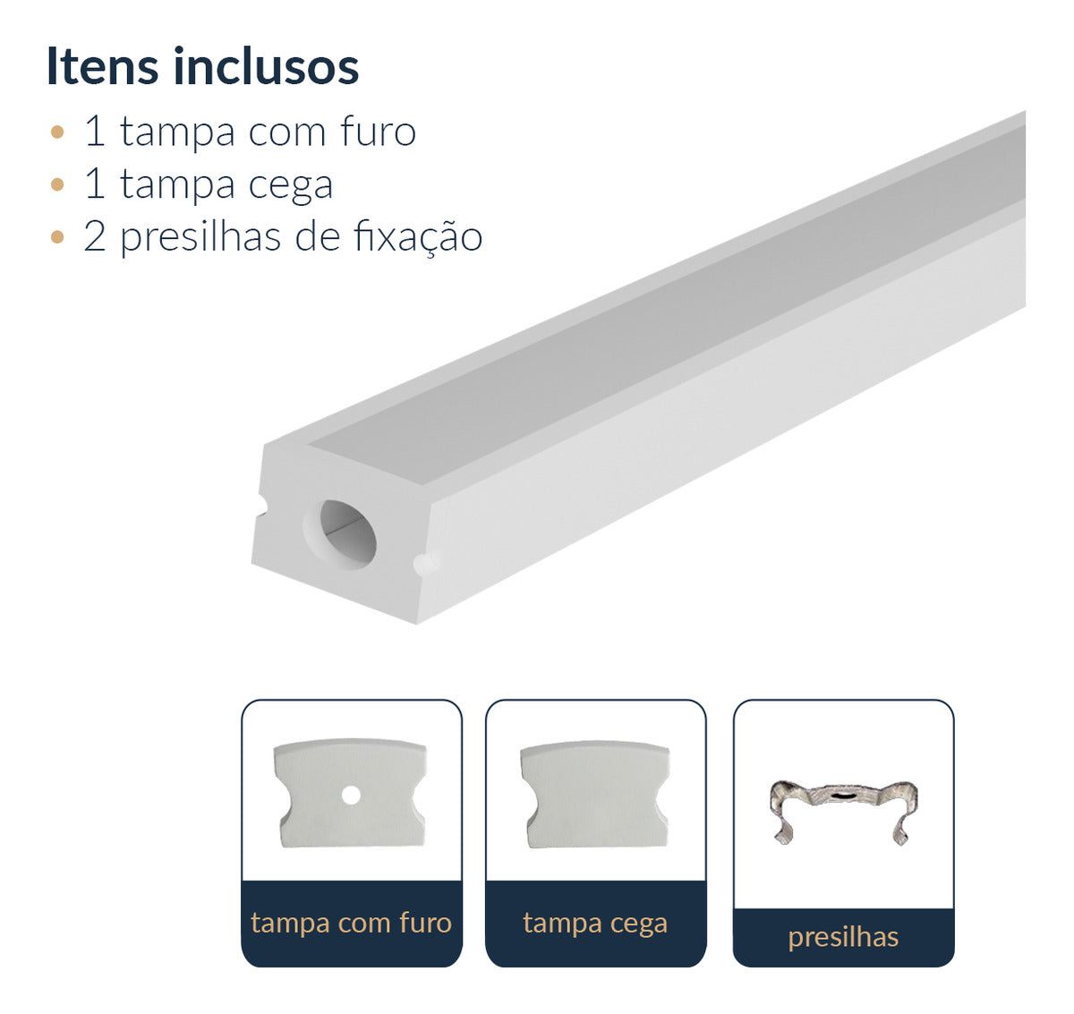 Perfil Barra Risqué Slat Sobrepor 17x15mm 2 Metros IP20 Branco Avant