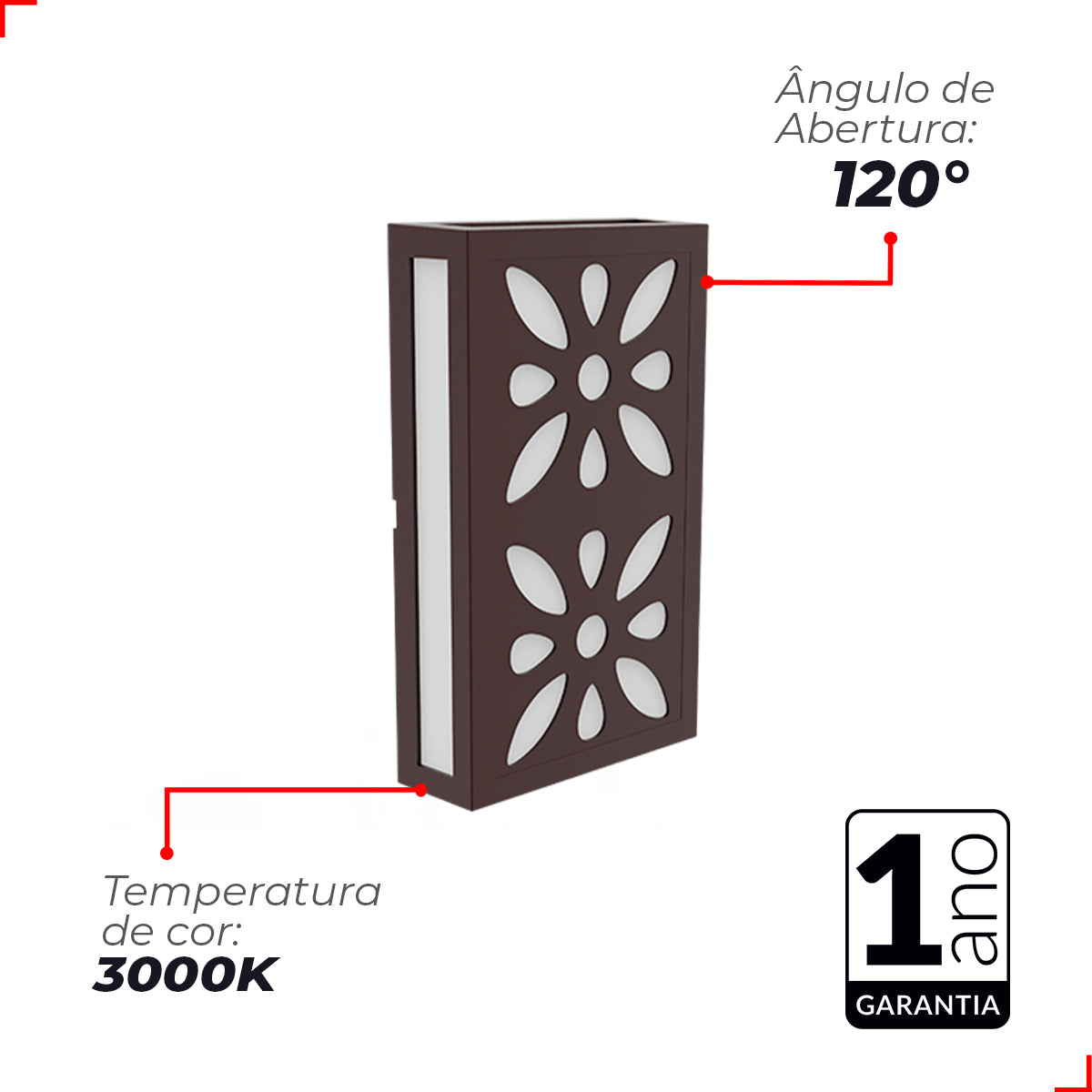 Arandela Led Cobogó Mandala 12W 3000k Branco Quente Bivolt Ip65 Café Avant