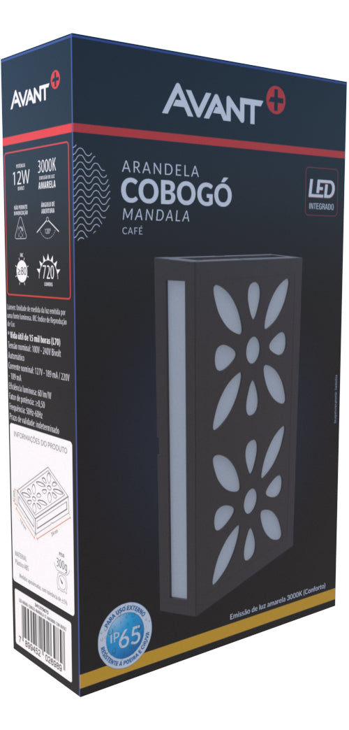 Arandela Led Cobogó Mandala 12W 3000k Branco Quente Bivolt Ip65 Café Avant