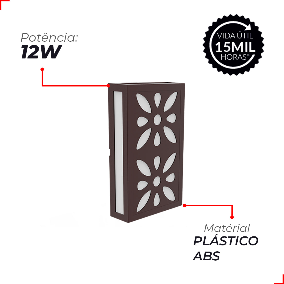 Arandela Led Cobogó Mandala 12W 3000k Branco Quente Bivolt Ip65 Café Avant