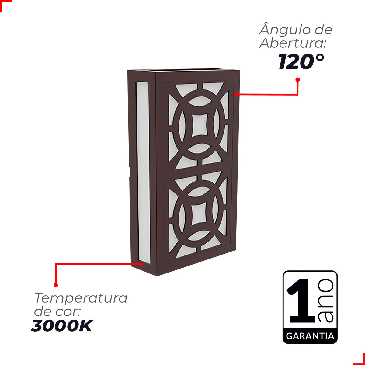 Arandela Led Cobogó Circolo 12W 300k Branco Quente Bivolt IP65 Café Avant